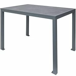 BFM Seating Surf 32" X 48" Soft Gray Aluminum Bolt-Down Pietro Top Bar Height Table