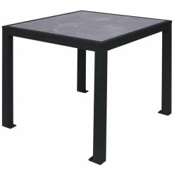 BFM Seating Surf 36" Square Black Aluminum Bolt-Down Pietro Top Standard Height Table