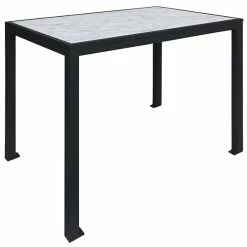 BFM Seating Surf 32" X 48" Black Aluminum Bolt-Down Carrara Top Bar Height Table
