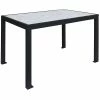 BFM Seating Surf 32" X 48" Black Aluminum Bolt-Down Carrara Top Standard Height Table
