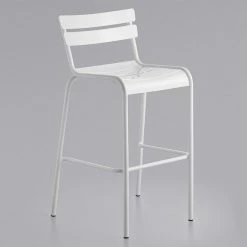 Lancaster Table & Seating 32" X 32" White Powder-Coated Aluminum Bar Height Outdoor Table With Umbrella Hole And 4 Barstools -Lancaster Table & Seating Shop 2219023