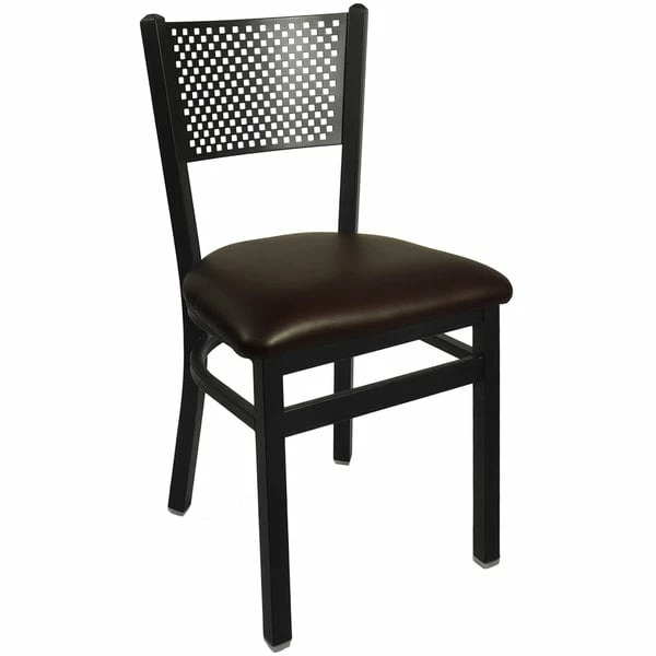 BFM Seating Polk Sand Black Steel Side Chair With 2" Dark Brown Vinyl Seat 1 BFM Seating Polk Sand Black Steel Side Chair With 2" Dark Brown Vinyl Seat