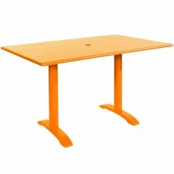 BFM Seating Bali-Beachcomber 32" X 48" Citrus Powder Coated Aluminum Bar Height Outdoor / Indoor Table With Cross Base And Umbrella Hole