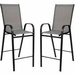 Flash Furniture TLH-073H092H4-GR-GG 27 1/2" X 27 1/2" X 39 1/2" Outdoor Glass Bar Table Set With 4 Gray Chairs 5 Flash Furniture TLH-073H092H4-GR-GG 27 1/2" X 27 1/2" X 39 1/2" Outdoor Glass Bar Table Set With 4 Gray Chairs -Lancaster Table & Seating Shop 2235244