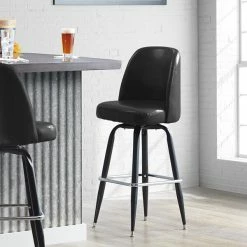 Lancaster Table & Seating Black Barstool With 18.5" Wide Bucket Seat