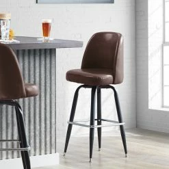 Lancaster Table & Seating Dark Brown Barstool With 18.5" Wide Bucket Seat