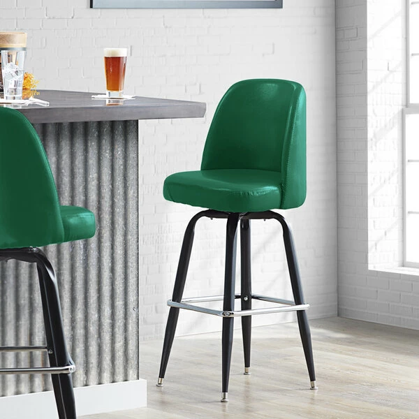 Lancaster Table & Seating Green Barstool With 18.5" Wide Bucket Seat 1 Lancaster Table & Seating Green Barstool With 18.5" Wide Bucket Seat