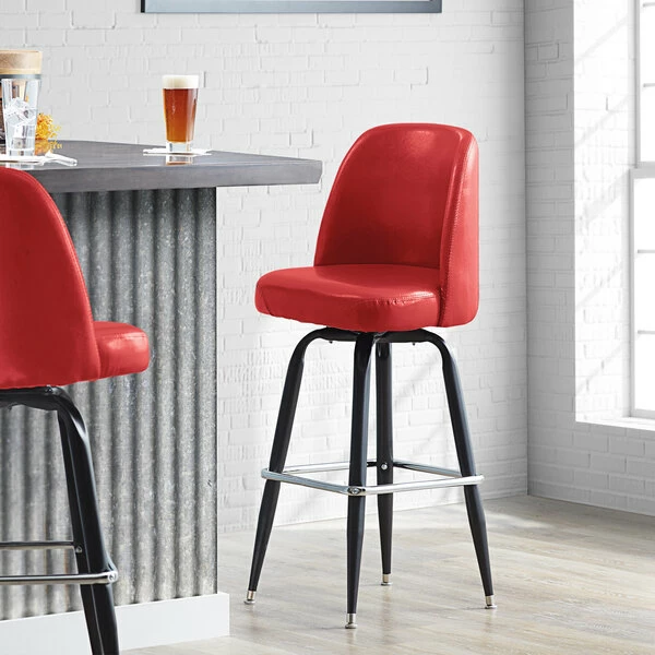 Lancaster Table & Seating Crimson Barstool With 18.5" Wide Bucket Seat 1 Lancaster Table & Seating Crimson Barstool With 18.5" Wide Bucket Seat