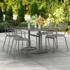 Lancaster Table & Seating 32" X 48" Matte Gray Powder-Coated Aluminum Dining Height Outdoor Table With Umbrella Hole And 4 Arm Chairs