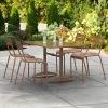 Lancaster Table & Seating 32" X 48" Brown Powder-Coated Aluminum Dining Height Outdoor Table With Umbrella Hole And 4 Side Chairs