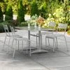 Lancaster Table & Seating 32" X 48" Silver Powder-Coated Aluminum Dining Height Outdoor Table With Umbrella Hole And 4 Side Chairs