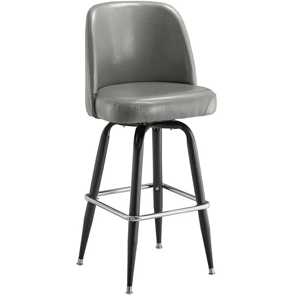 Lancaster Table & Seating Gray Barstool With 18.5" Wide Bucket Seat 2 Lancaster Table & Seating Gray Barstool With 18.5" Wide Bucket Seat - Image 2
