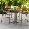 Lancaster Table & Seating 32" X 32" Brown Powder-Coated Aluminum Bar Height Outdoor Table With Umbrella Hole And 4 Barstools