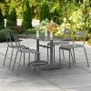 Lancaster Table & Seating 32" X 60" Matte Gray Powder-Coated Aluminum Dining Height Outdoor Table With Umbrella Hole And 4 Side Chairs