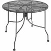 American Tables & Seating 36" Round Dark Grey Metal Mesh Outdoor Table With Umbrella Hole