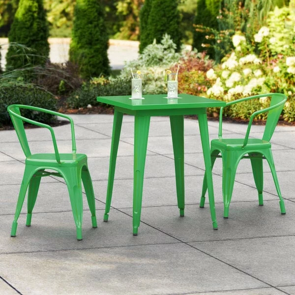 LT&S Alloy Series Lancaster Table & Seating Alloy Series 24" X 24" Green Dining Height Outdoor Table With 2 Arm Chairs 1 LT&S Alloy Series Lancaster Table & Seating Alloy Series 24" X 24" Green Dining Height Outdoor Table With 2 Arm Chairs