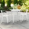 LT&S Alloy Series Lancaster Table & Seating Alloy Series 24" X 24" White Dining Height Outdoor Table With 2 Arm Chairs