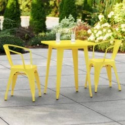 LT&S Alloy Series Lancaster Table & Seating Alloy Series 24" X 24" Yellow Dining Height Outdoor Table With 2 Arm Chairs -Lancaster Table & Seating Shop 2251306