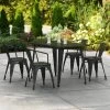 LT&S Alloy Series Lancaster Table & Seating Alloy Series 48" X 30" Black Dining Height Outdoor Table With 4 Arm Chairs
