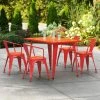 LT&S Alloy Series Lancaster Table & Seating Alloy Series 48" X 30" Red Dining Height Outdoor Table With 4 Arm Chairs