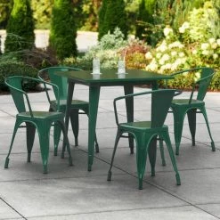 LT&S Alloy Series Lancaster Table & Seating Alloy Series 32" X 32" Emerald Dining Height Outdoor Table With 4 Arm Chairs