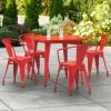 LT&S Alloy Series Lancaster Table & Seating Alloy Series 32" X 32" Red Dining Height Outdoor Table With 4 Arm Chairs
