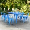 LT&S Alloy Series Lancaster Table & Seating Alloy Series 63" X 32" Blue Dining Height Outdoor Table With 6 Arm Chairs