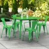 LT&S Alloy Series Lancaster Table & Seating Alloy Series 36" X 36" Green Dining Height Outdoor Table With 4 Arm Chairs