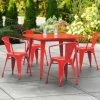 LT&S Alloy Series Lancaster Table & Seating Alloy Series 36" X 36" Red Dining Height Outdoor Table With 4 Arm Chairs