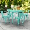 LT&S Alloy Series Lancaster Table & Seating Alloy Series 36" X 36" Seafoam Dining Height Outdoor Table With 4 Arm Chairs