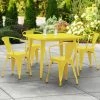 LT&S Alloy Series Lancaster Table & Seating Alloy Series 36" X 36" Yellow Dining Height Outdoor Table With 4 Arm Chairs
