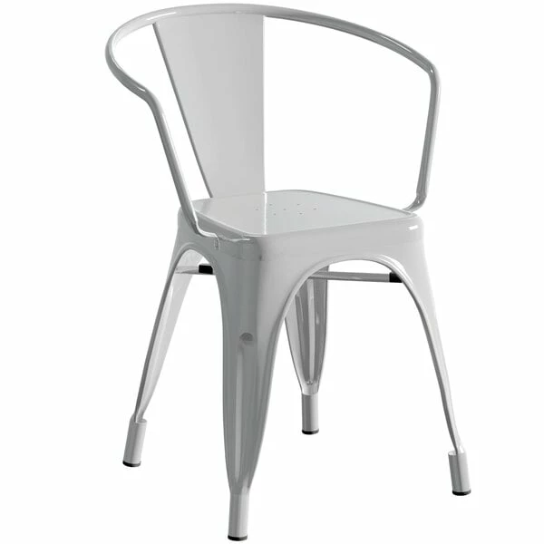 LT&S Alloy Series Lancaster Table & Seating Alloy Series 24" X 24" Silver Dining Height Outdoor Table With 2 Arm Chairs 4 LT&S Alloy Series Lancaster Table & Seating Alloy Series 24" X 24" Silver Dining Height Outdoor Table With 2 Arm Chairs - Image 4