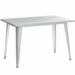 LT&S Alloy Series Lancaster Table & Seating Alloy Series 48" X 30" Silver Dining Height Outdoor Table With 4 Arm Chairs -Lancaster Table & Seating Shop 2253718