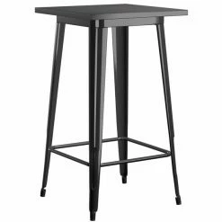LT&S Alloy Series Lancaster Table & Seating Alloy Series 24" X 24" Black Outdoor Bar Height Table With 2 Metal Cafe Bar Stools -Lancaster Table & Seating Shop 2253791