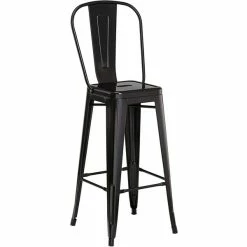 LT&S Alloy Series Lancaster Table & Seating Alloy Series 24" X 24" Black Outdoor Bar Height Table With 2 Metal Cafe Bar Stools -Lancaster Table & Seating Shop 2253792