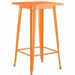 LT&S Alloy Series Lancaster Table & Seating Alloy Series 24" X 24" Orange Outdoor Bar Height Table With 2 Metal Cafe Bar Stools -Lancaster Table & Seating Shop 2253799