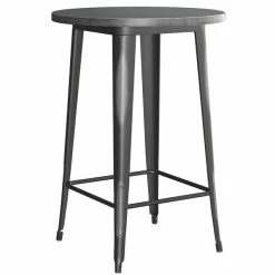 LT&S Alloy Series Lancaster Table & Seating Alloy Series 30" Round Distressed Black Outdoor Bar Height Table With 4 Metal Cafe Bar Stools -Lancaster Table & Seating Shop 2253811