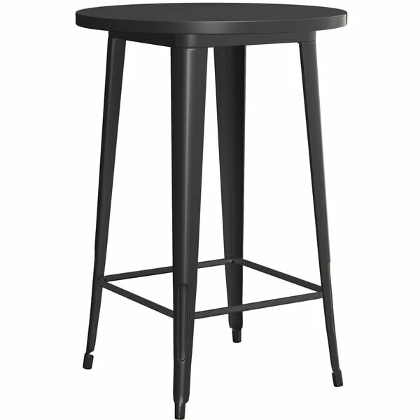 LT&S Alloy Series Lancaster Table & Seating Alloy Series 30" Round Black Outdoor Bar Height Table With 4 Metal Cafe Bar Stools 3 LT&S Alloy Series Lancaster Table & Seating Alloy Series 30" Round Black Outdoor Bar Height Table With 4 Metal Cafe Bar Stools - Image 3