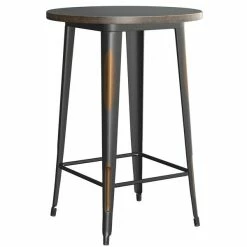 LT&S Alloy Series Lancaster Table & Seating Alloy Series 30" Round Distressed Copper Outdoor Bar Height Table With 4 Metal Cafe Bar Stools -Lancaster Table & Seating Shop 2253817