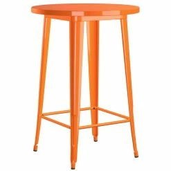 LT&S Alloy Series Lancaster Table & Seating Alloy Series 30" Round Orange Outdoor Bar Height Table With 4 Metal Cafe Bar Stools -Lancaster Table & Seating Shop 2253821