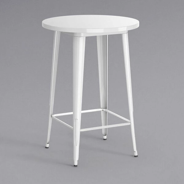 LT&S Alloy Series Lancaster Table & Seating Alloy Series 30" Round White Outdoor Bar Height Table With 4 Metal Cafe Bar Stools 3 LT&S Alloy Series Lancaster Table & Seating Alloy Series 30" Round White Outdoor Bar Height Table With 4 Metal Cafe Bar Stools - Image 3