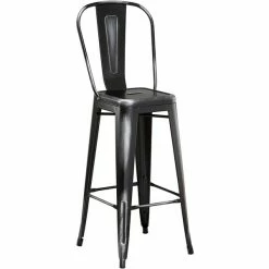 LT&S Alloy Series Lancaster Table & Seating Alloy Series 32" X 32" Distressed Black Outdoor Bar Height Table With 4 Metal Cafe Bar Stools -Lancaster Table & Seating Shop 2253834