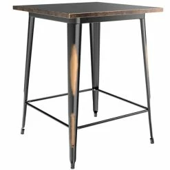 LT&S Alloy Series Lancaster Table & Seating Alloy Series 32" X 32" Distressed Copper Outdoor Bar Height Table With 4 Metal Cafe Bar Stools -Lancaster Table & Seating Shop 2253839