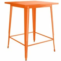 LT&S Alloy Series Lancaster Table & Seating Alloy Series 32" X 32" Orange Outdoor Bar Height Table With 4 Metal Cafe Bar Stools -Lancaster Table & Seating Shop 2253843