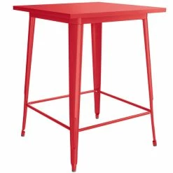 LT&S Alloy Series Lancaster Table & Seating Alloy Series 32" X 32" Red Outdoor Bar Height Table With 4 Metal Cafe Bar Stools -Lancaster Table & Seating Shop 2253845