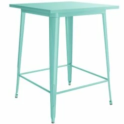 LT&S Alloy Series Lancaster Table & Seating Alloy Series 32" X 32" Seafoam Outdoor Bar Height Table With 4 Metal Cafe Bar Stools -Lancaster Table & Seating Shop 2253847
