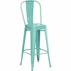 LT&S Alloy Series Lancaster Table & Seating Alloy Series 32" X 32" Seafoam Outdoor Bar Height Table With 4 Metal Cafe Bar Stools -Lancaster Table & Seating Shop 2253848