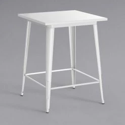 LT&S Alloy Series Lancaster Table & Seating Alloy Series 32" X 32" White Outdoor Bar Height Table With 4 Metal Cafe Bar Stools -Lancaster Table & Seating Shop 2253851