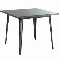 LT&S Alloy Series Lancaster Table & Seating Alloy Series 24" X 24" Square Distressed Black Dining Height Outdoor Table With 2 Industrial Cafe Chairs -Lancaster Table & Seating Shop 2253856