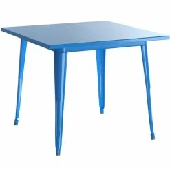 LT&S Alloy Series Lancaster Table & Seating Alloy Series 24" X 24" Blue Dining Height Outdoor Table With 2 Industrial Cafe Chairs -Lancaster Table & Seating Shop 2253860